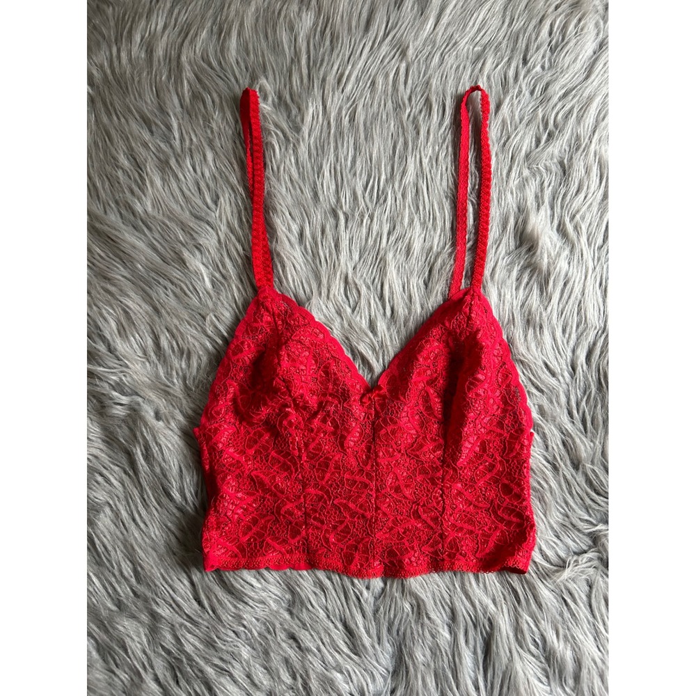 Vintage Alana Gale Lingerie Tank Womens Size Small Red Floral Lace Crop‎ Top